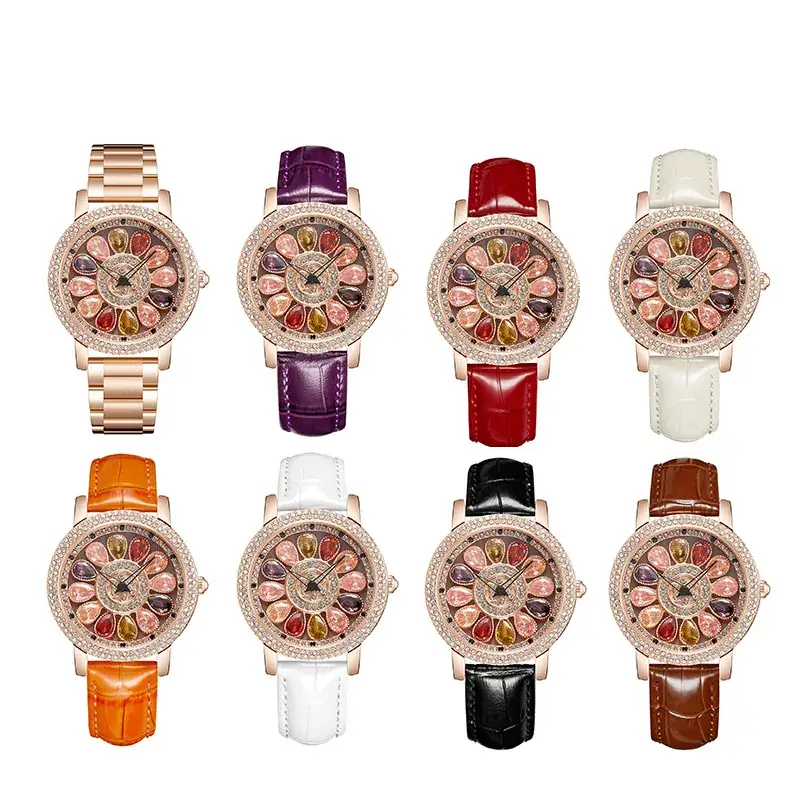 Women's Crystal Diamond Watch Brown Leather Band - Image 30