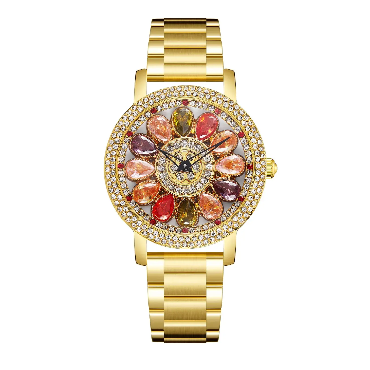 Women's Crystal Diamond Watch Brown Leather Band - Image 10