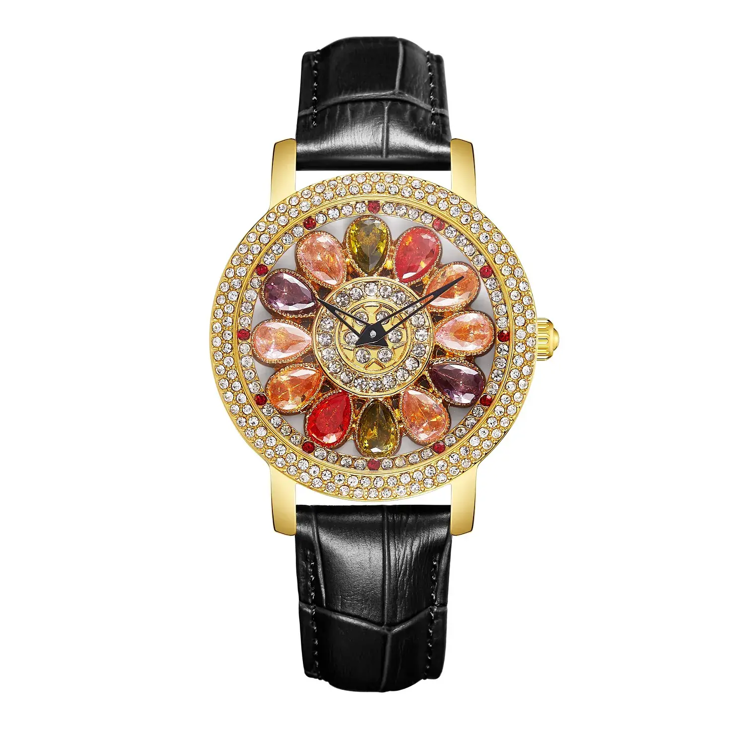 Women's Crystal Diamond Watch Brown Leather Band - Image 11