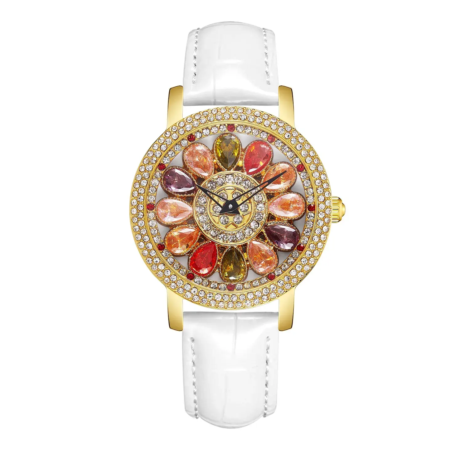 Women's Crystal Diamond Watch Brown Leather Band - Image 13