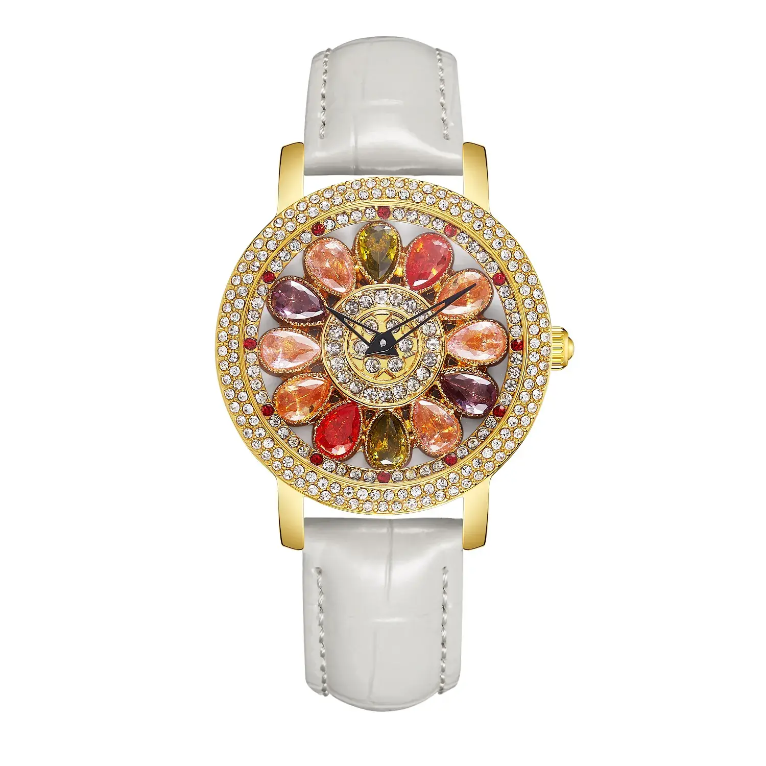 Women's Crystal Diamond Watch Brown Leather Band - Image 14