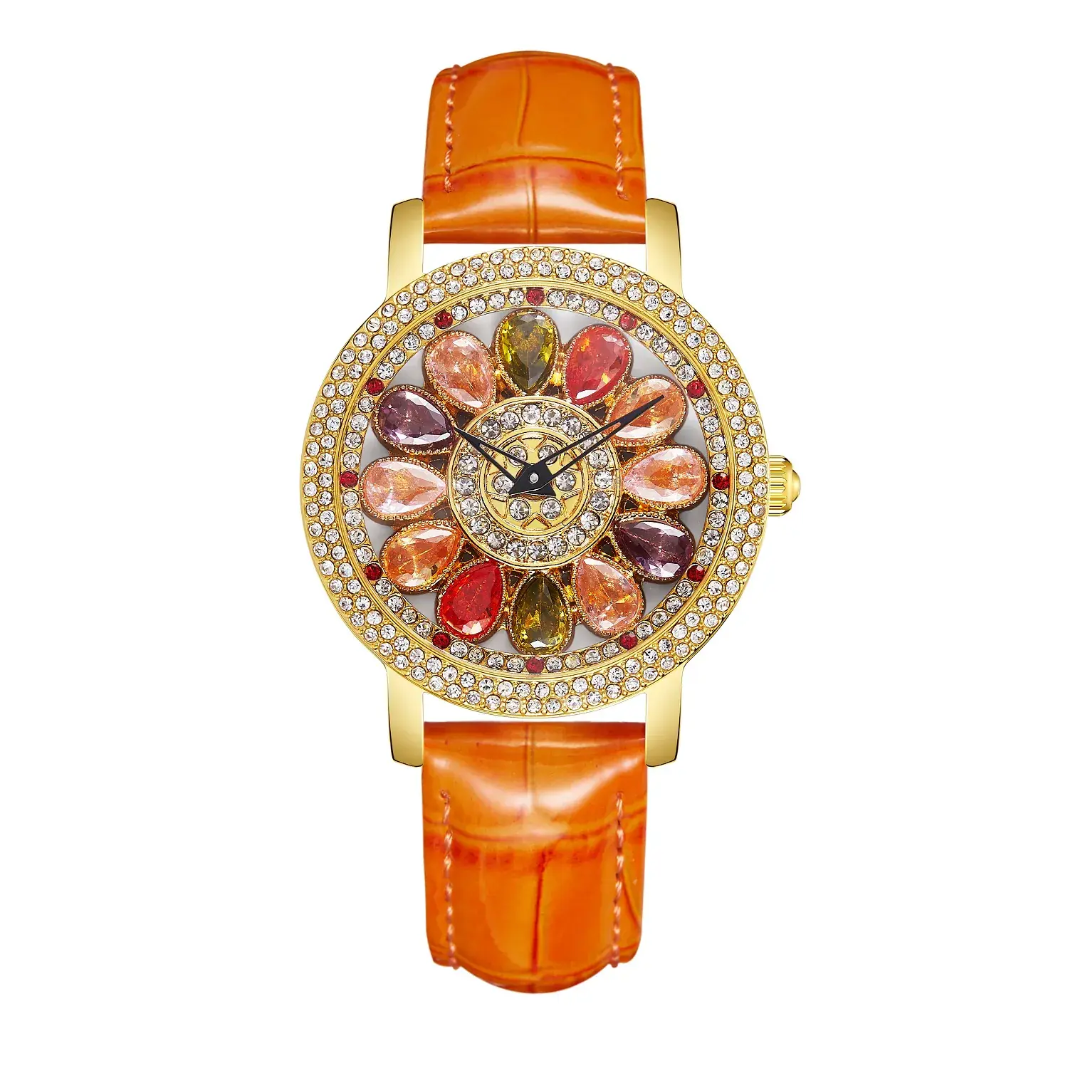 Women's Crystal Diamond Watch Brown Leather Band - Image 17