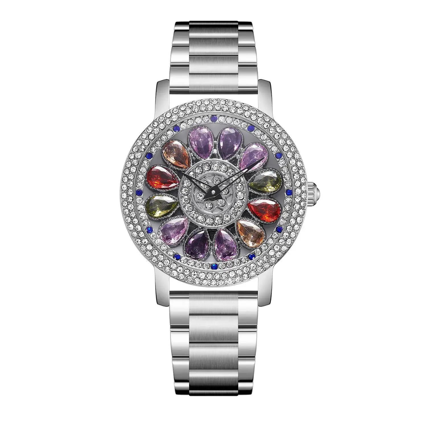 Women's Crystal Diamond Watch Brown Leather Band - Image 18