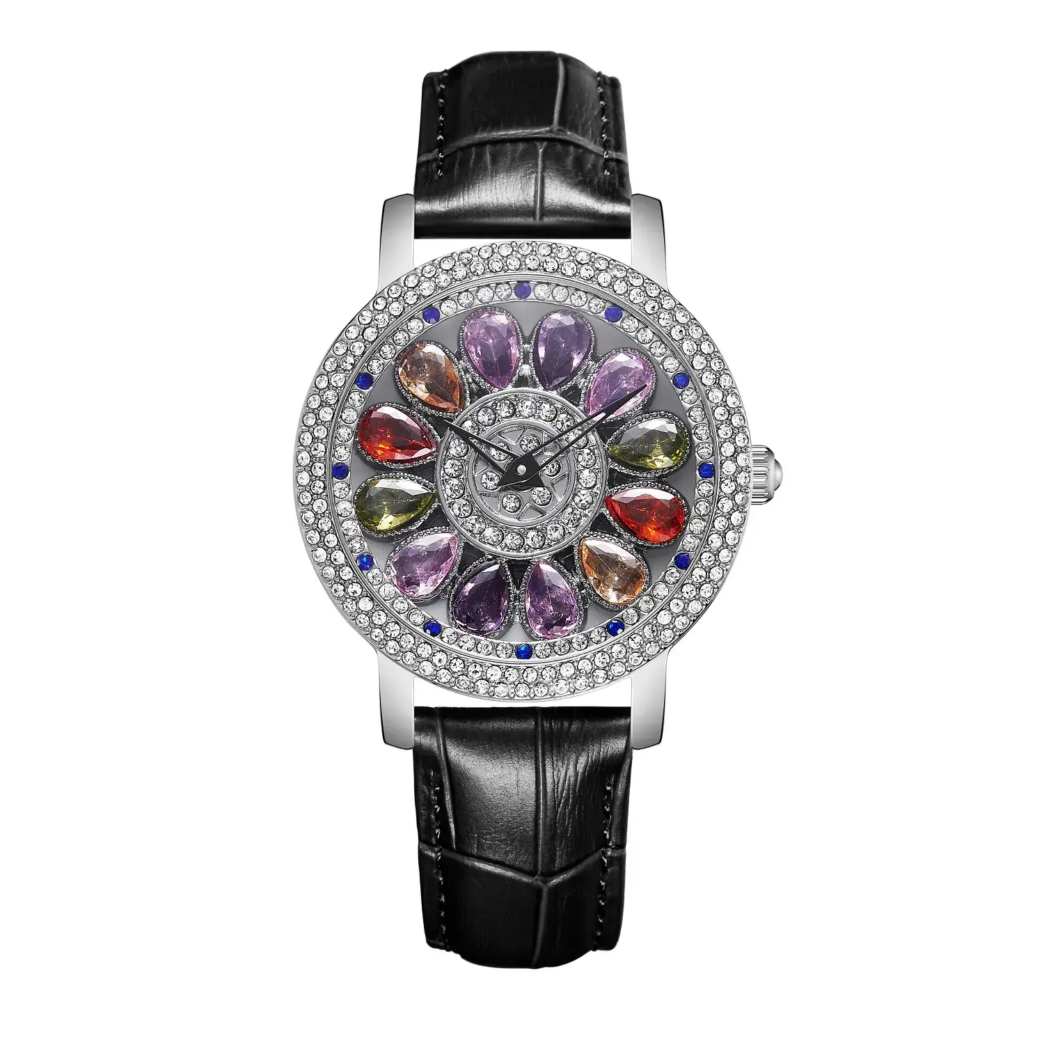Women's Crystal Diamond Watch Brown Leather Band - Image 19