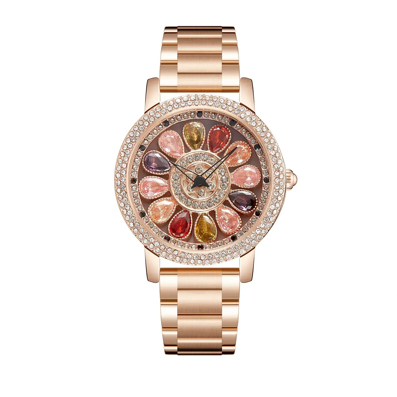 Women's Crystal Diamond Watch Brown Leather Band - Image 2