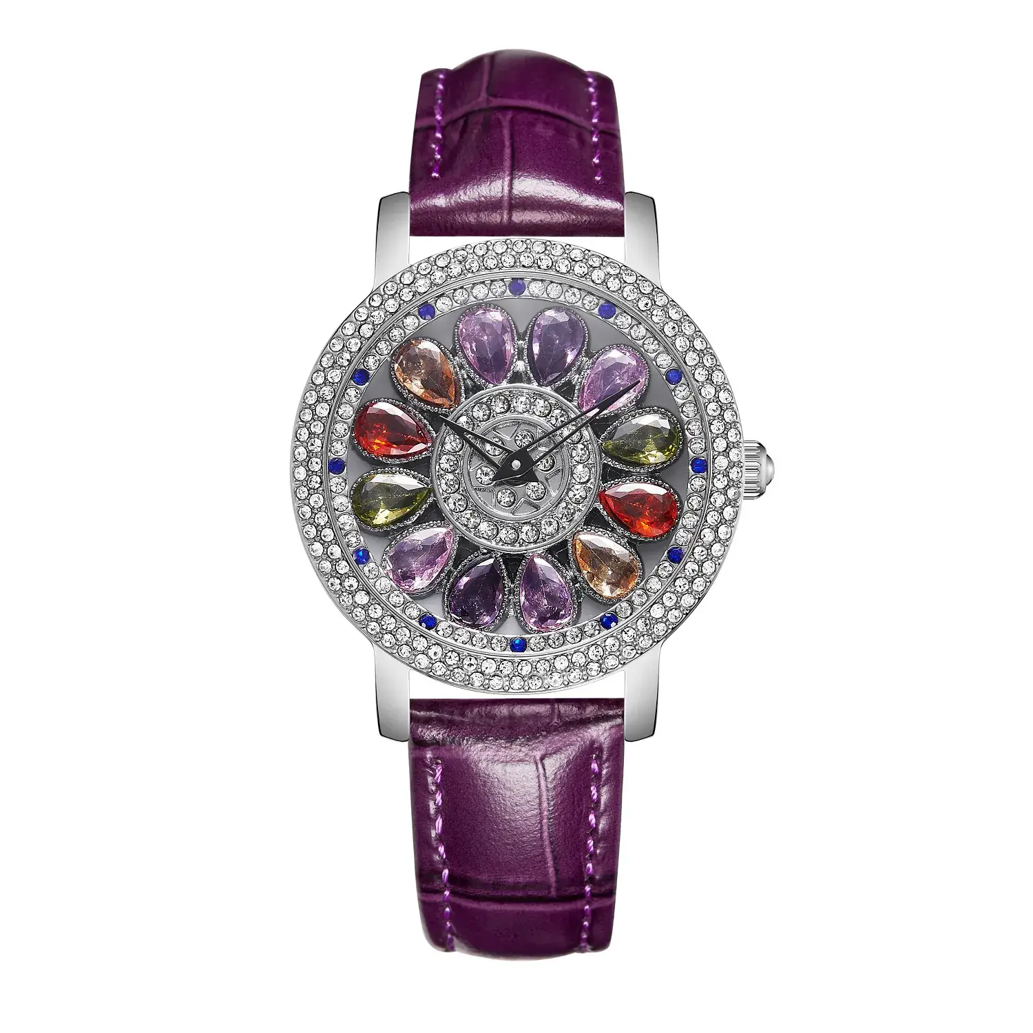 Women's Crystal Diamond Watch Brown Leather Band - Image 23