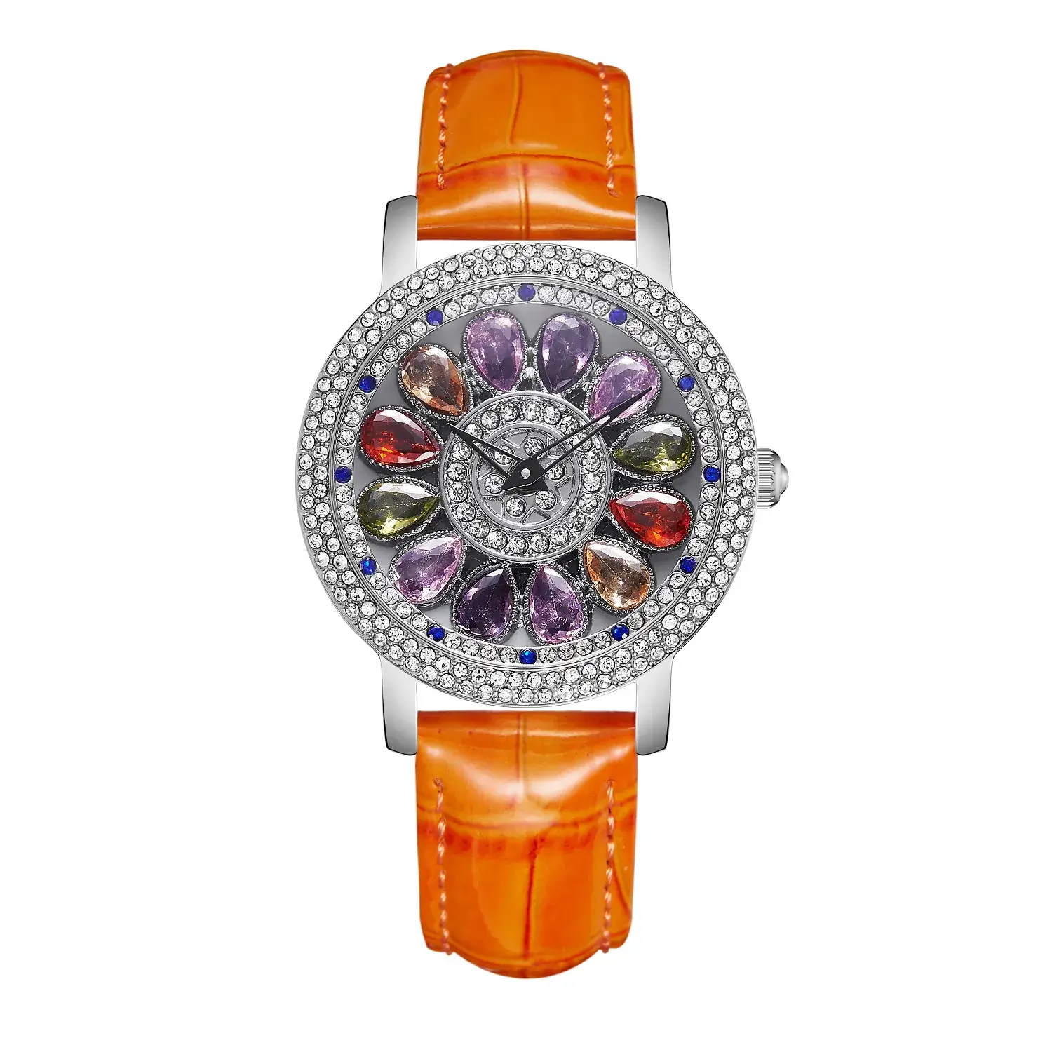 Women's Crystal Diamond Watch Brown Leather Band - Image 25