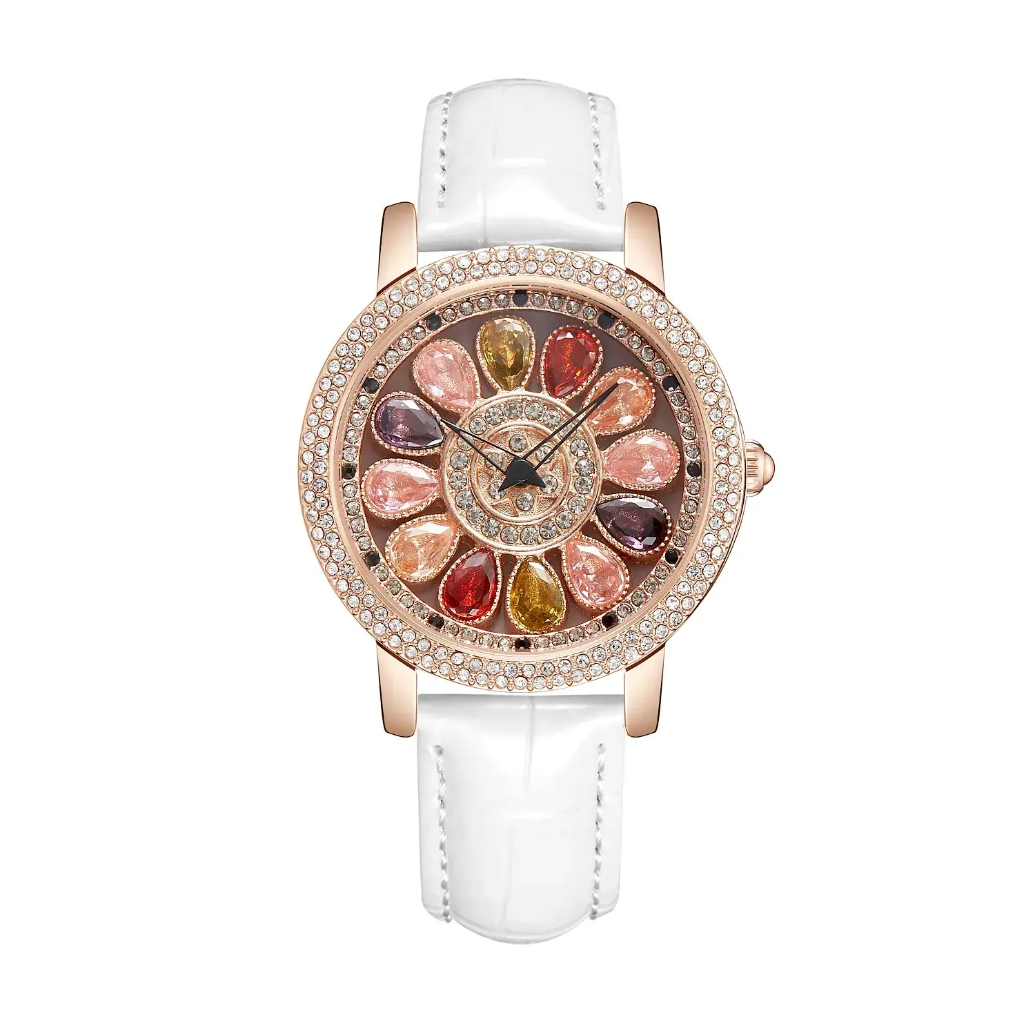 Women's Crystal Diamond Watch Brown Leather Band - Image 5