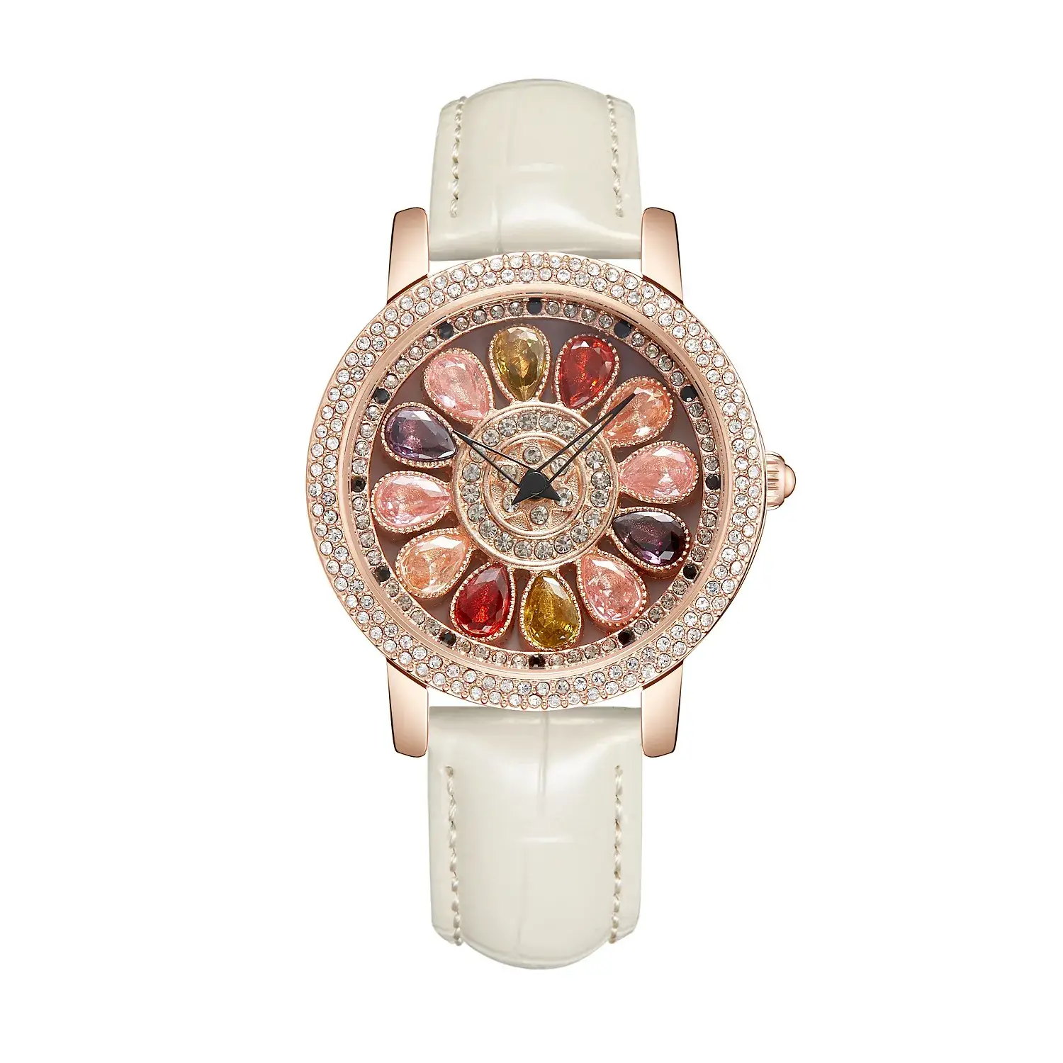 Women's Crystal Diamond Watch Brown Leather Band - Image 6