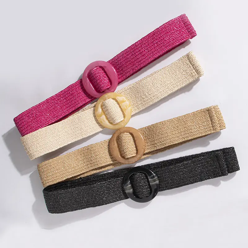 Women's Bohemian Woven Belt with Wooden Buckle
