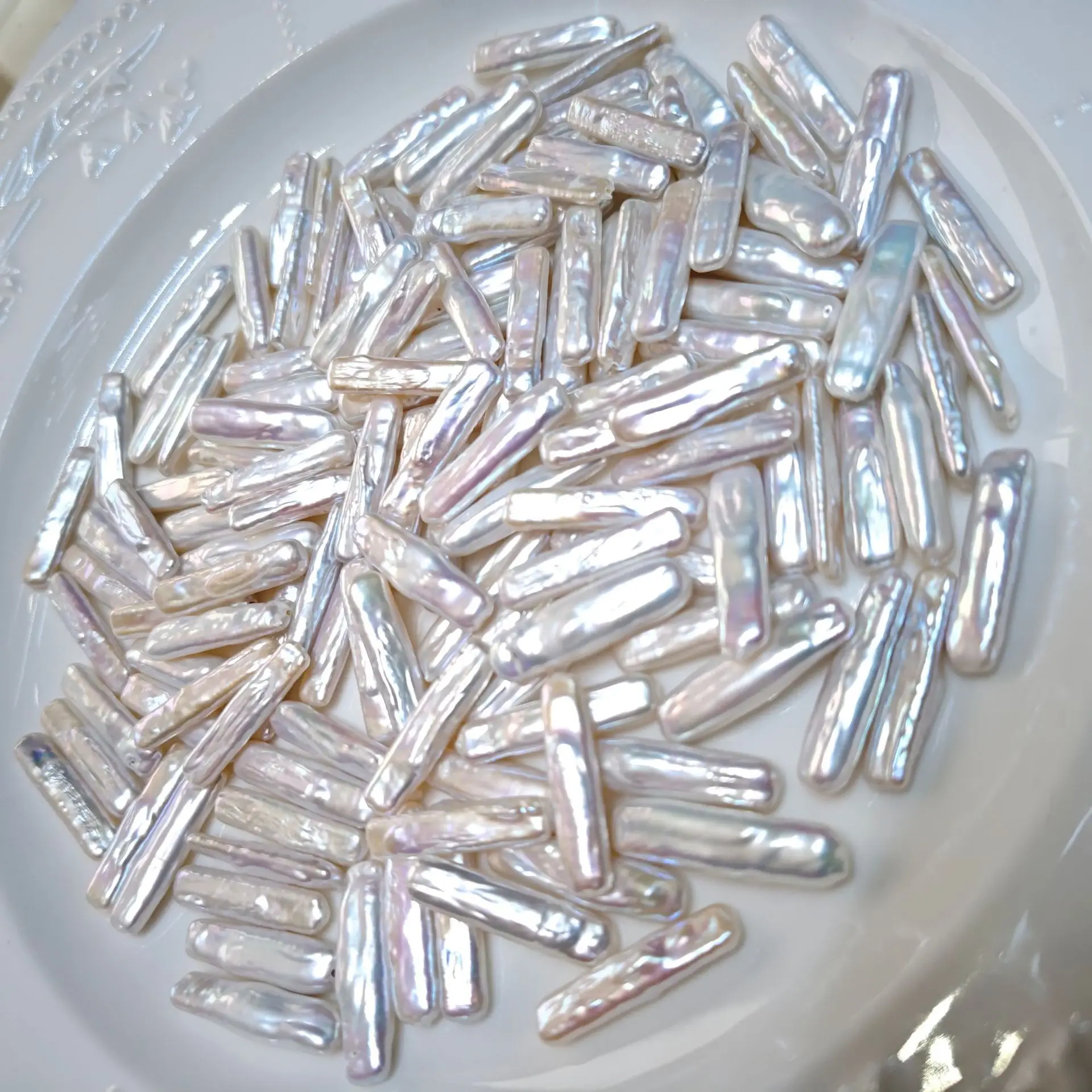 5-6mm Natural Baroque Silver Beads 20mm Long - Image 2