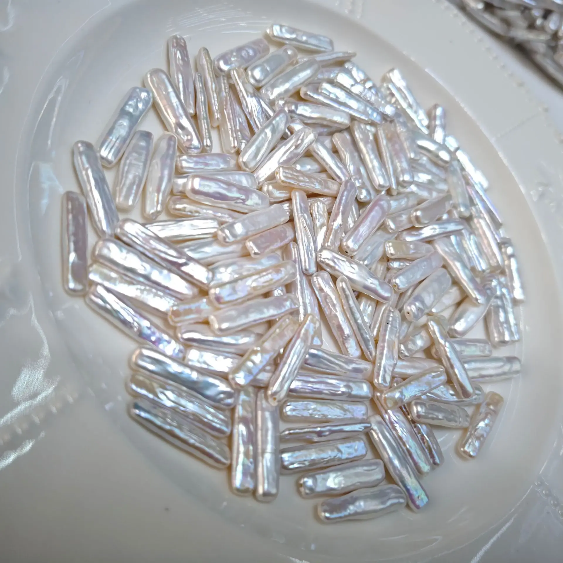 5-6mm Natural Baroque Silver Beads 20mm Long - Image 3
