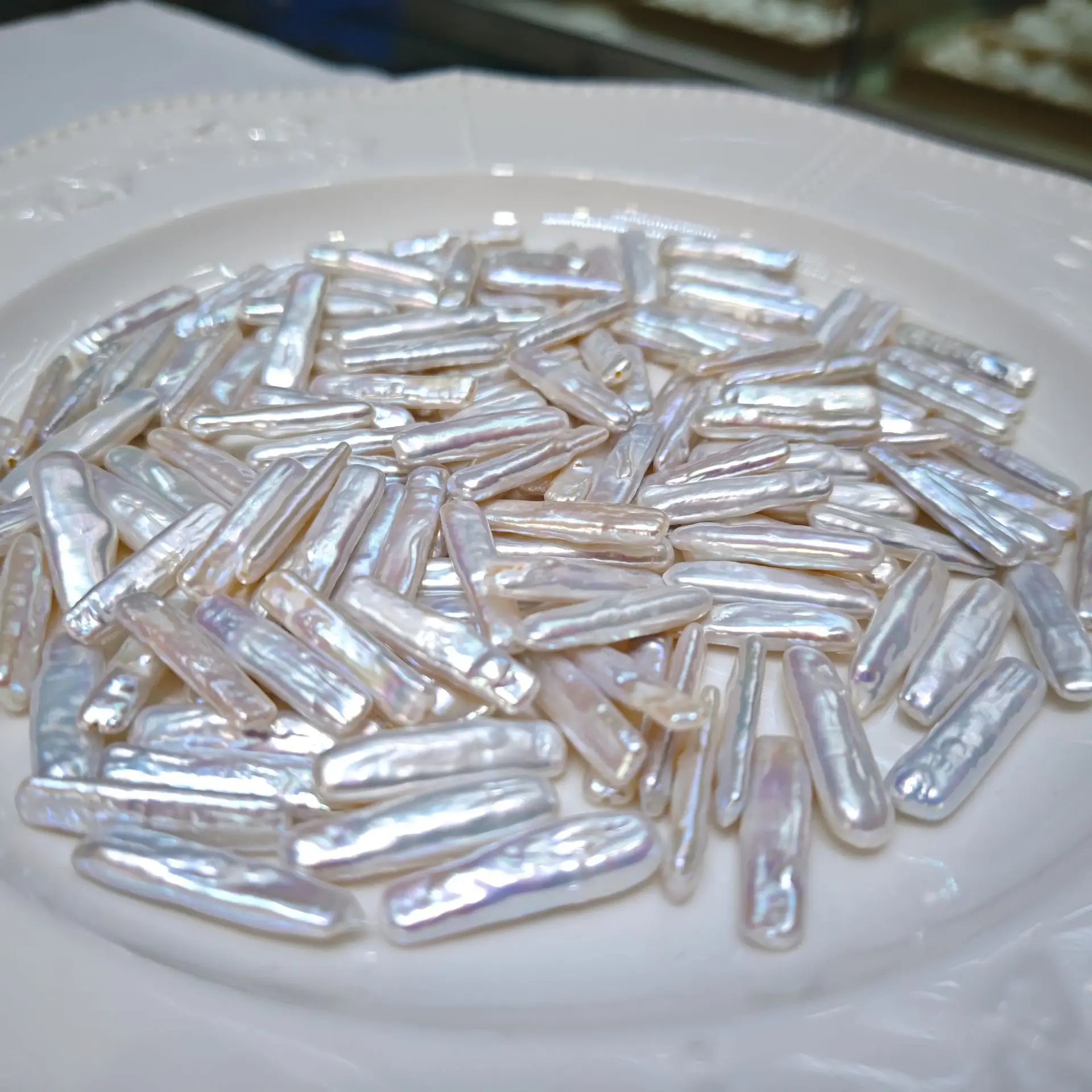 5-6mm Natural Baroque Silver Beads 20mm Long - Image 4