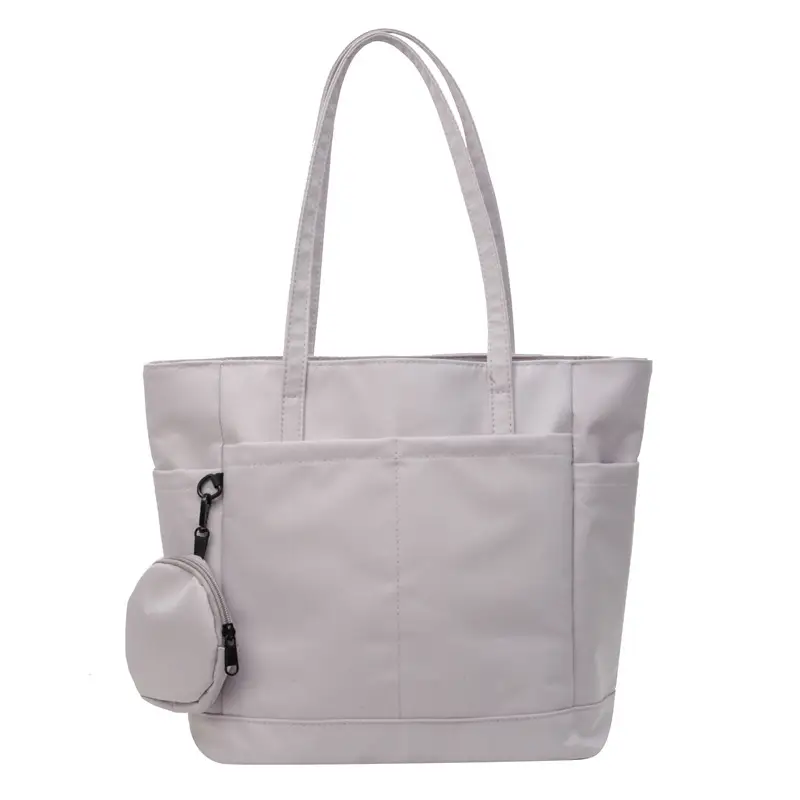 Women's Large Capacity Nylon Shoulder Bag White - Image 9