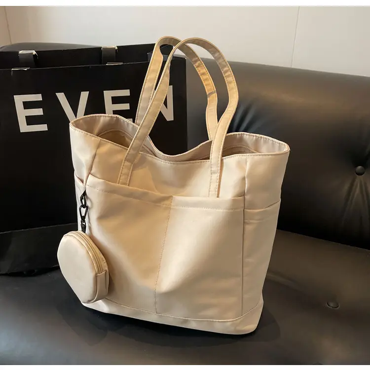Women's Large Capacity Nylon Shoulder Bag White — feature 16