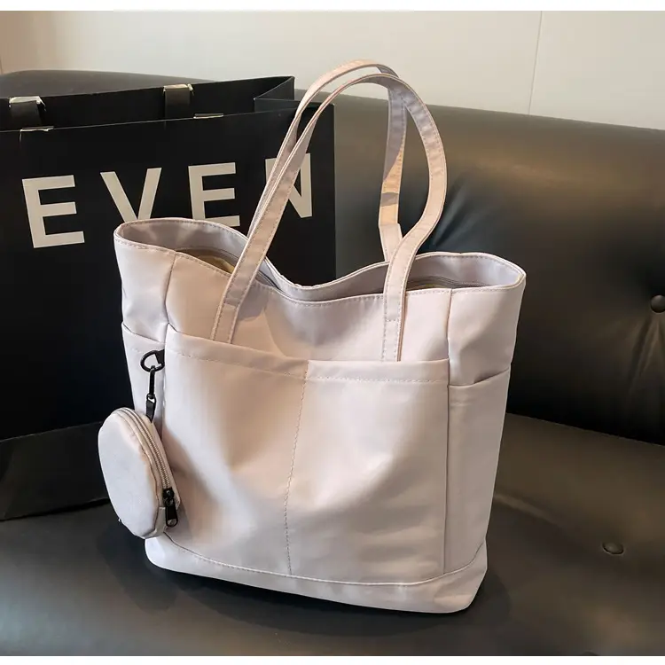 Women's Large Capacity Nylon Shoulder Bag White — feature 19