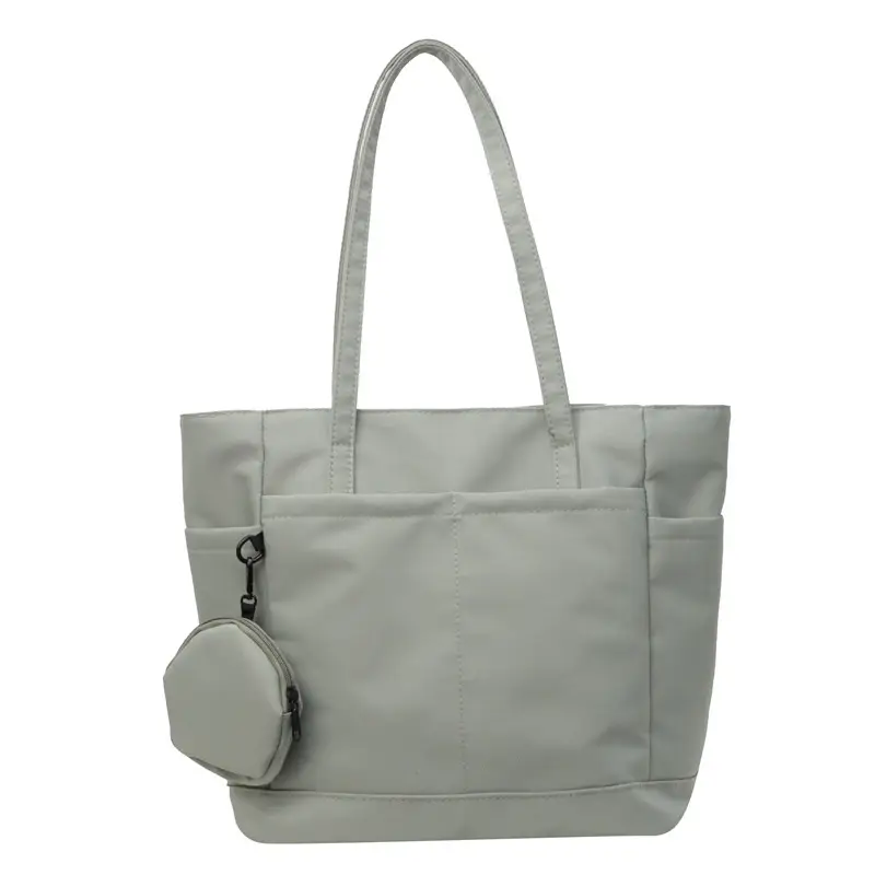 Women's Large Capacity Nylon Shoulder Bag White - Image 4