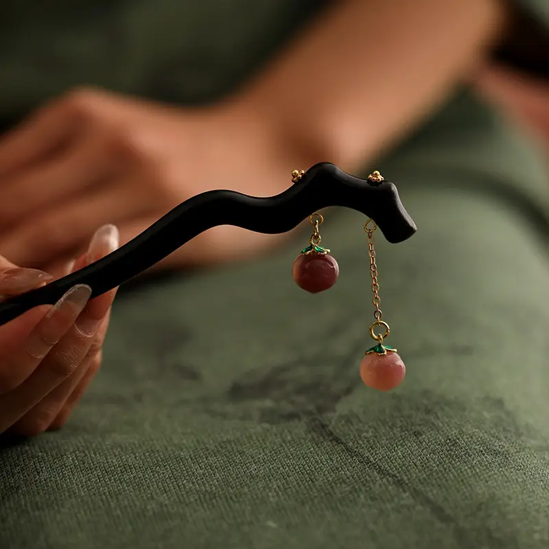 Ebony Hairpin with Pearl Earrings for Women