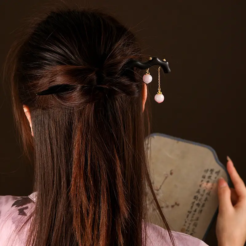 Ebony Hairpin with Pearl Earrings for Women — feature 3