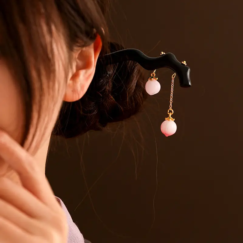 Ebony Hairpin with Pearl Earrings for Women — feature 4