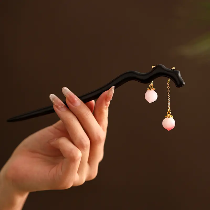 Ebony Hairpin with Pearl Earrings for Women