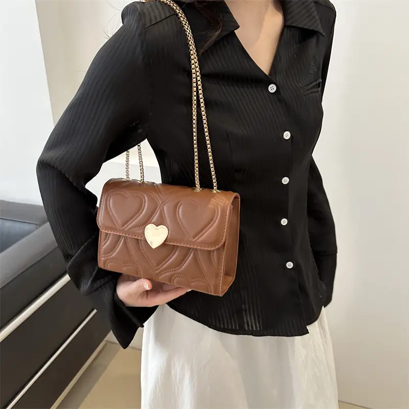White Chain Embroidered Shoulder Bag for Women - Image 8