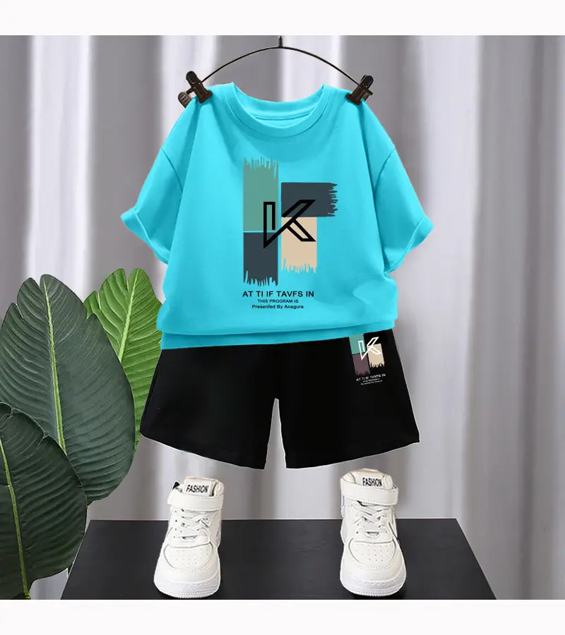 Kids Red Graphic T-Shirt & Black Shorts Set — feature 14