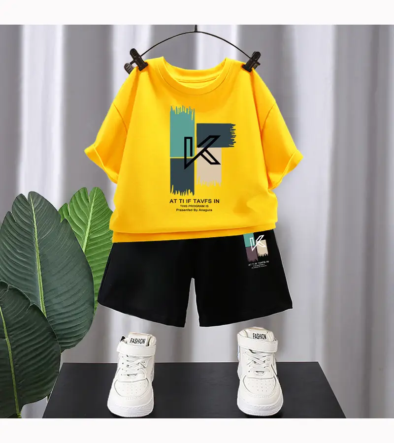 Kids Red Graphic T-Shirt & Black Shorts Set — feature 16