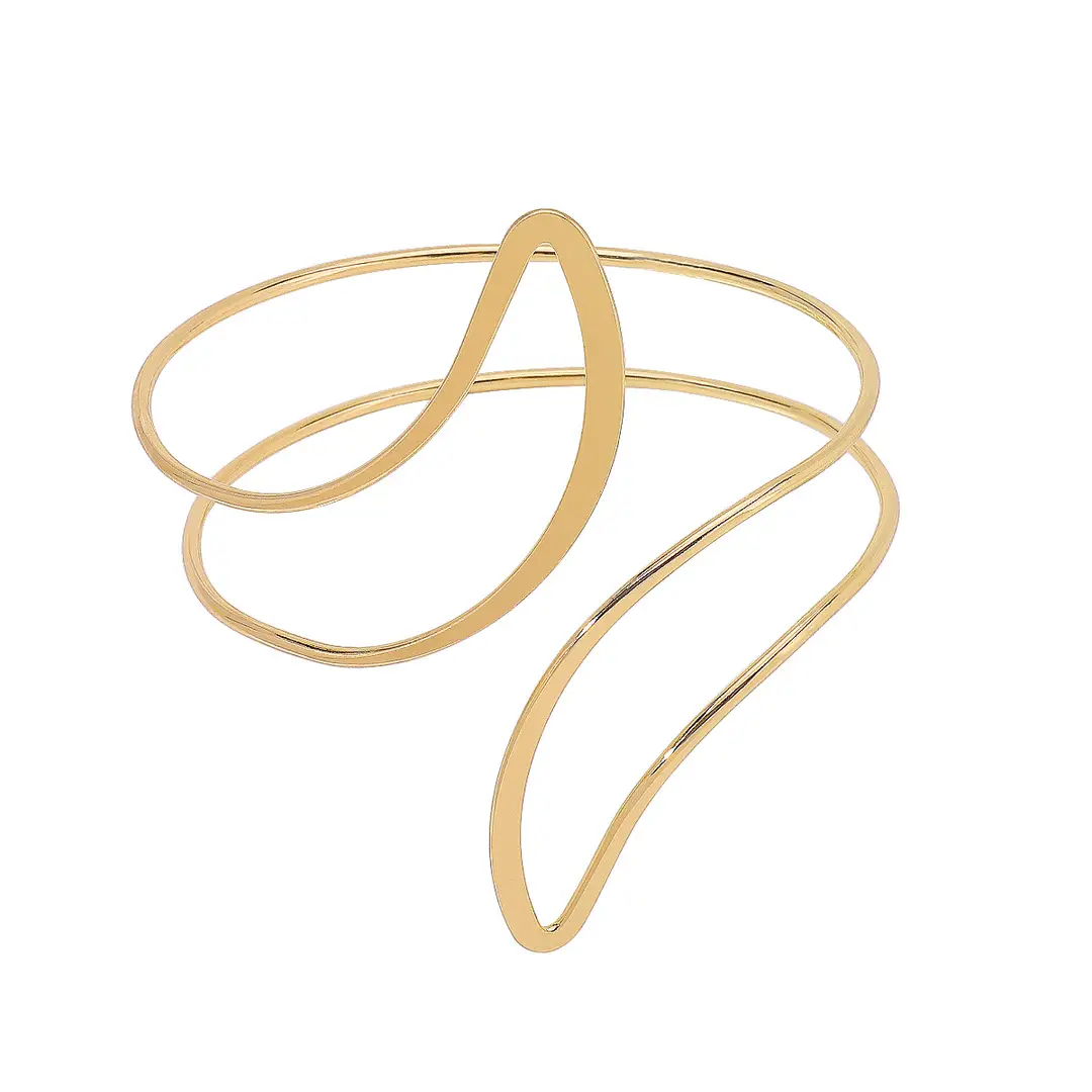 B2562 European and American hollow crescent metal open arm ring bracelet women's retro ethnic spiral turquoise bracelet