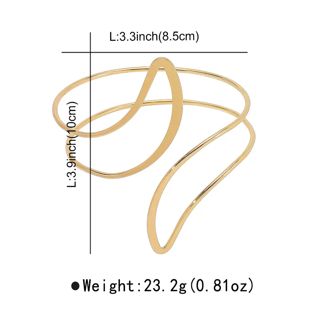 B2562 European and American hollow crescent metal open arm ring bracelet women's retro ethnic spiral turquoise bracelet — feature 9