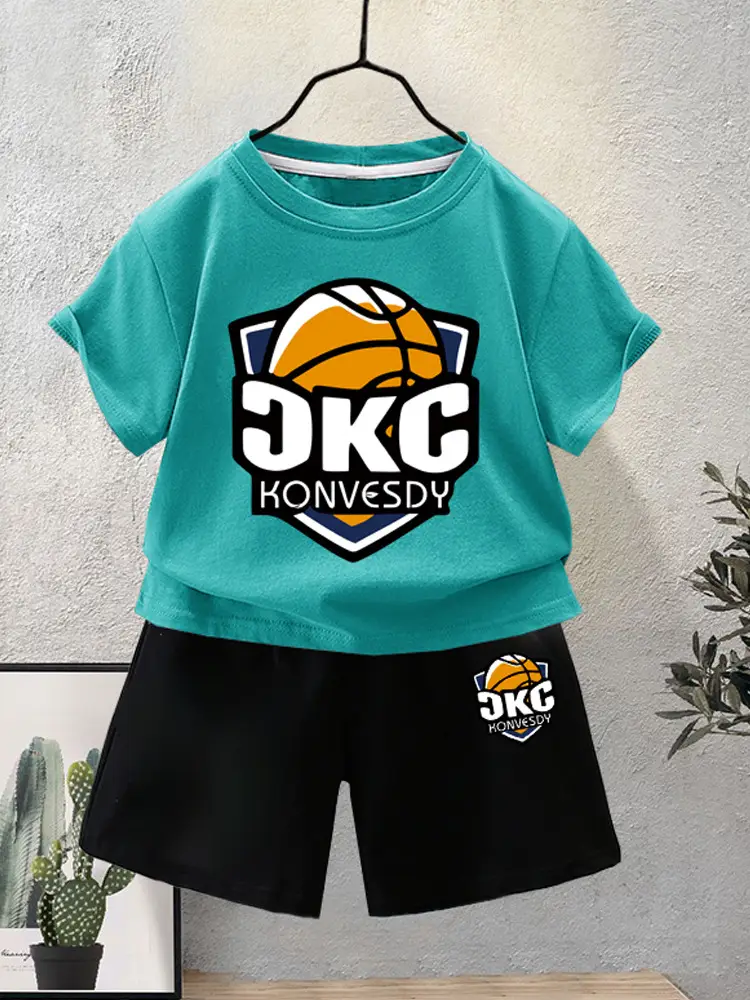 Kids Red KNG Graphic T-Shirt Shorts Set Summer 2024
