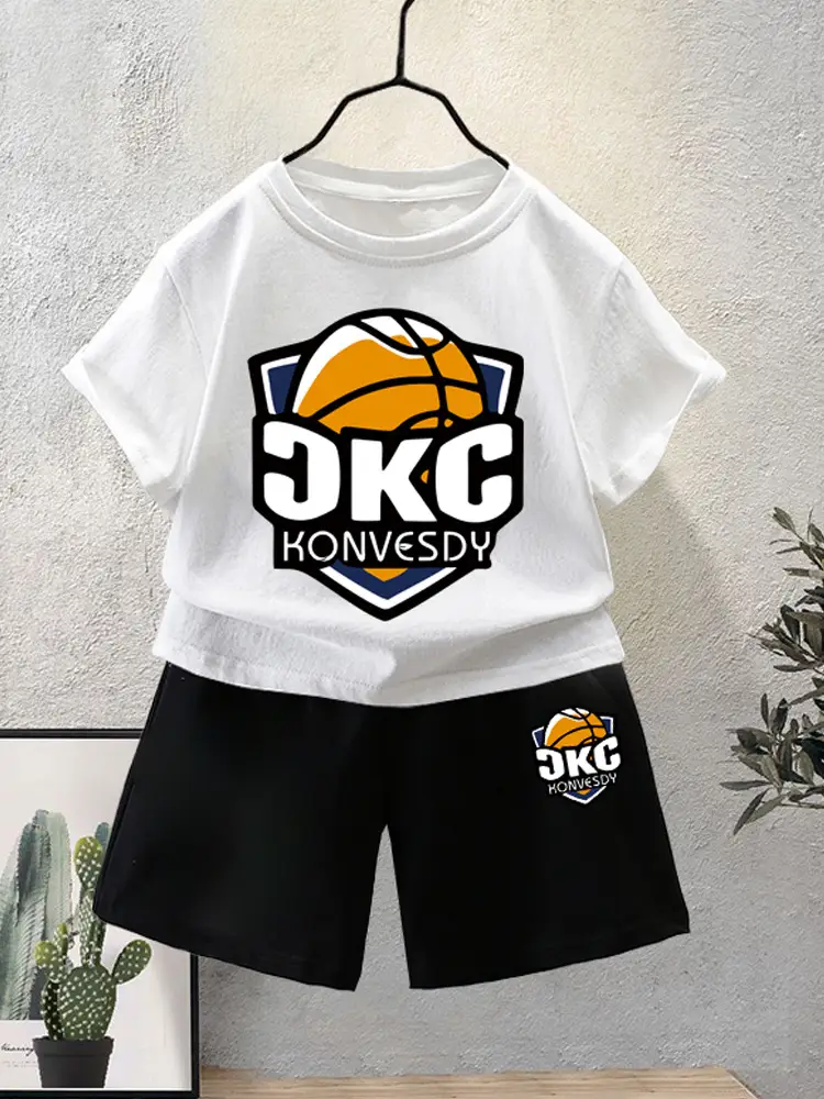 Kids Red KNG Graphic T-Shirt Shorts Set Summer 2024