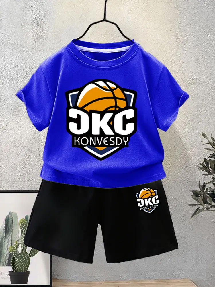 Kids Red KNG Graphic T-Shirt Shorts Set Summer 2024