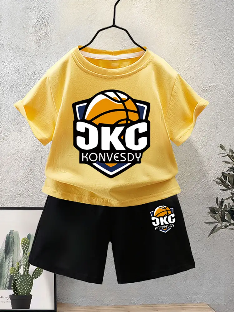 Kids Red KNG Graphic T-Shirt Shorts Set Summer 2024