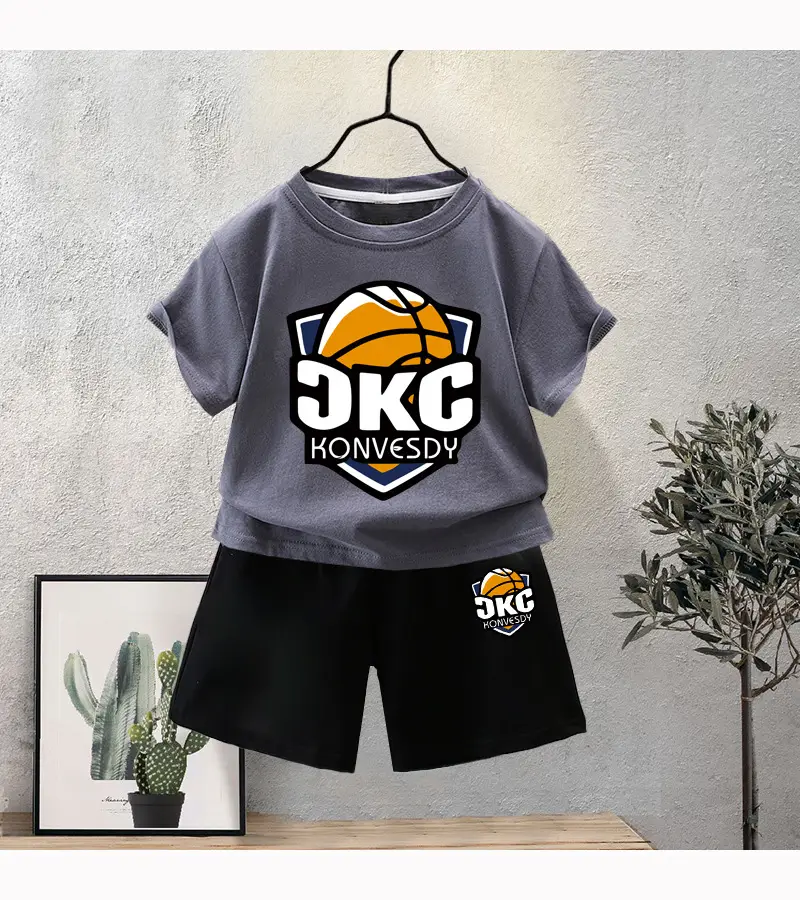 Kids Red KNG Graphic T-Shirt Shorts Set Summer 2024 — feature 11