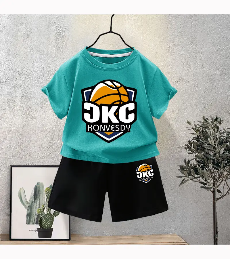 Kids Red KNG Graphic T-Shirt Shorts Set Summer 2024 — feature 14
