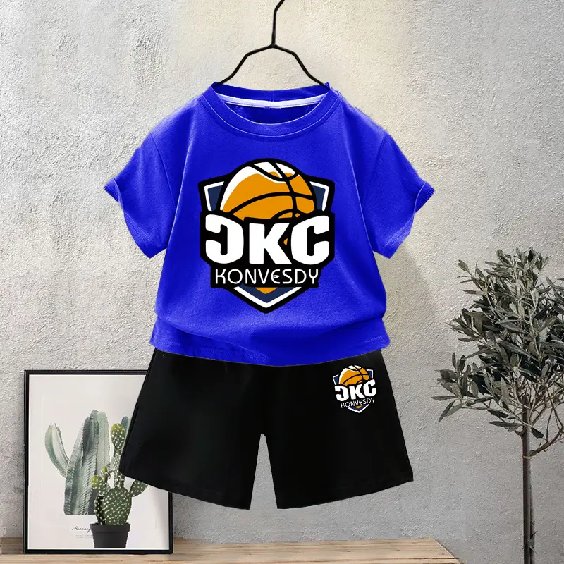 Kids Red KNG Graphic T-Shirt Shorts Set Summer 2024
