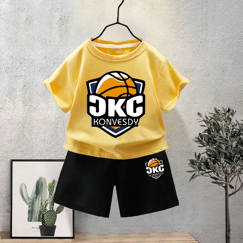Kids Red KNG Graphic T-Shirt Shorts Set Summer 2024