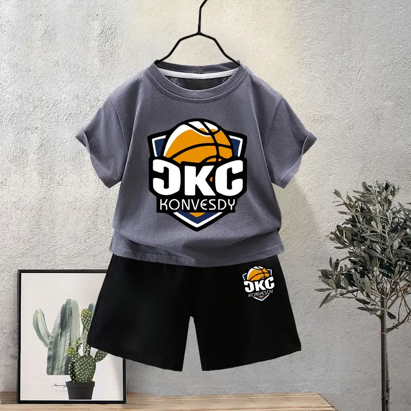 Kids Red KNG Graphic T-Shirt Shorts Set Summer 2024