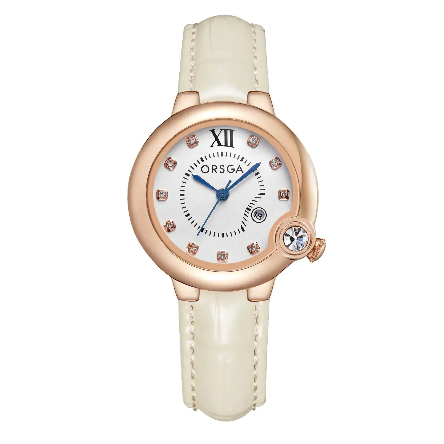 ORSGA Women's Rose Gold Diamond Watch with Balloon Calendar - Image 6