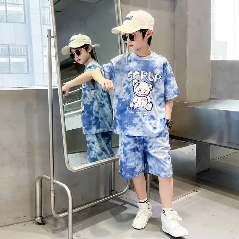 Boys Blue Tie-Dye T-Shirt & Shorts Set - Image 6