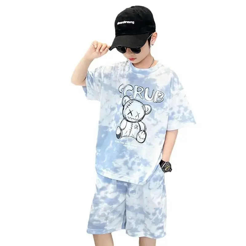Boys Blue Tie-Dye T-Shirt & Shorts Set - Image 7