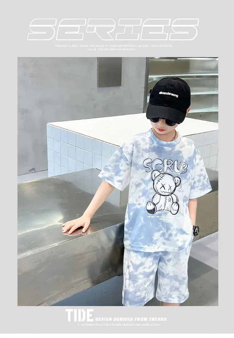 Boys Blue Tie-Dye T-Shirt & Shorts Set — feature 1