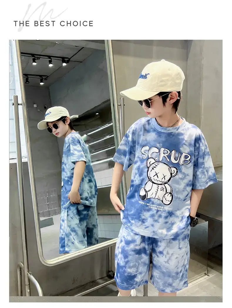 Boys Blue Tie-Dye T-Shirt & Shorts Set — feature 10