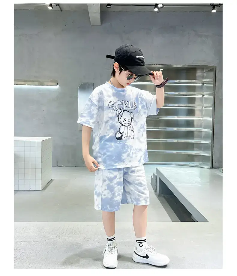 Boys Blue Tie-Dye T-Shirt & Shorts Set — feature 11