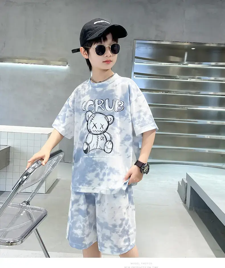 Boys Blue Tie-Dye T-Shirt & Shorts Set — feature 12