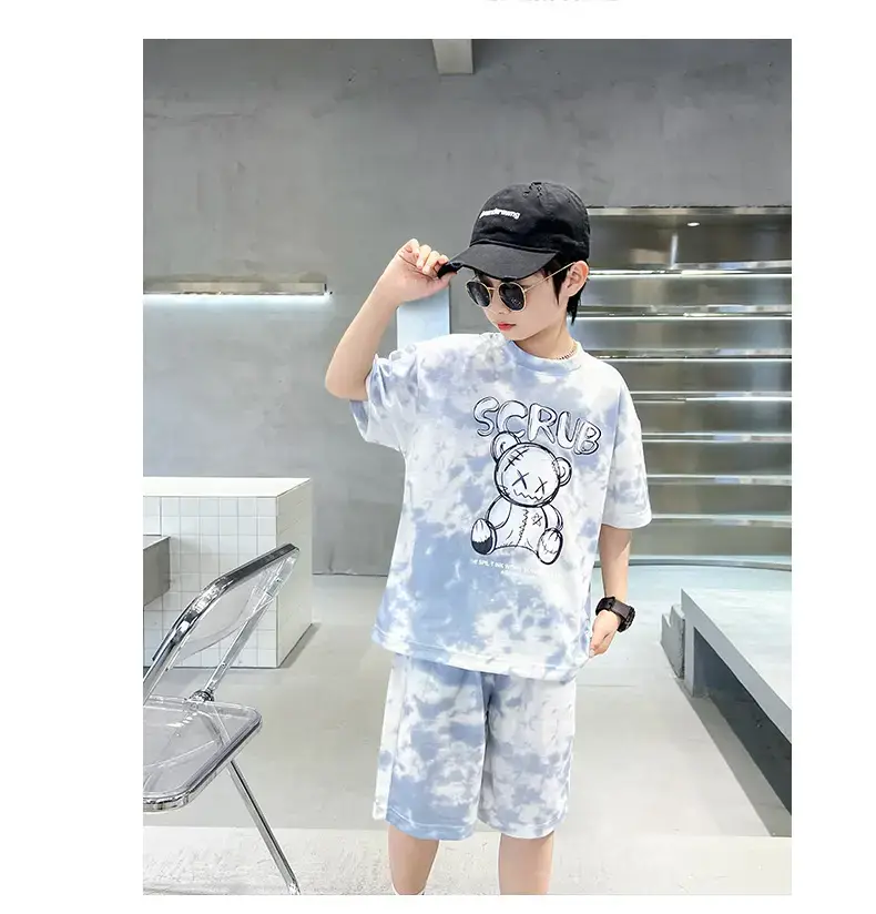 Boys Blue Tie-Dye T-Shirt & Shorts Set — feature 13