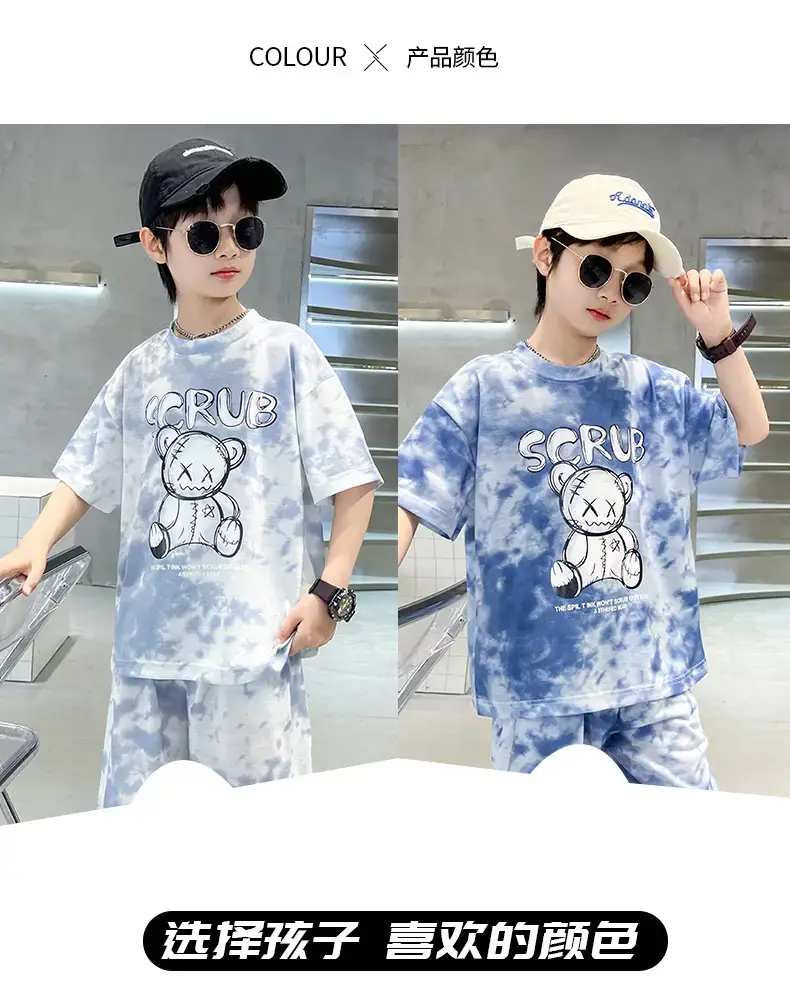 Boys Blue Tie-Dye T-Shirt & Shorts Set — feature 3