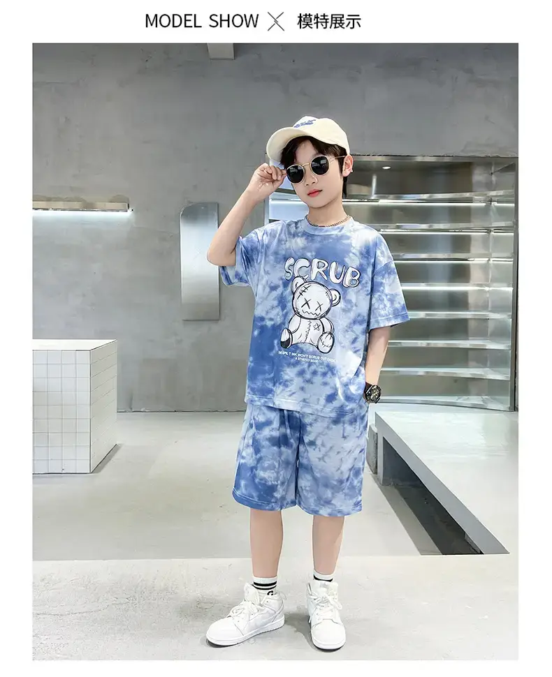 Boys Blue Tie-Dye T-Shirt & Shorts Set — feature 6