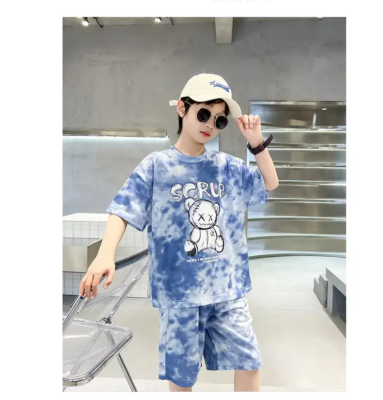 Boys Blue Tie-Dye T-Shirt & Shorts Set — feature 8
